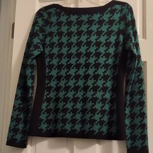The Limited Teal and Black Houndstooth Sweater